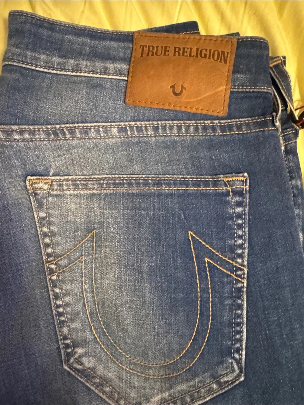 True Religion Men's Slim Straight Distressed Indigo Jeans